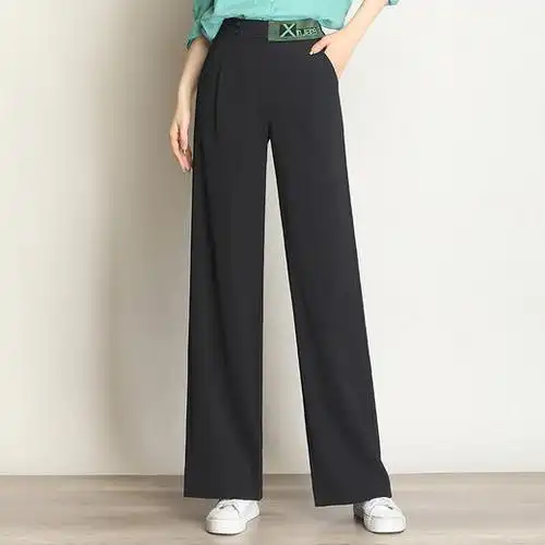 垂感直筒裤女2020春秋高腰宽松休闲长裤松紧腰拖地阔腿裤pxsj5615
