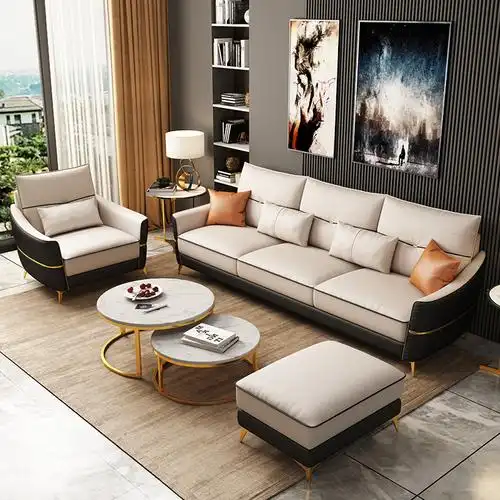 北欧轻奢沙发客厅简约现代小户型后现代风真皮沙发三人位组合大气