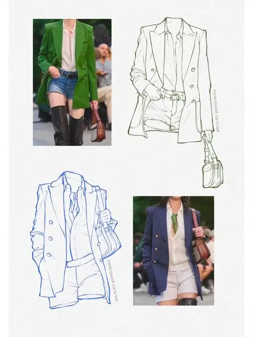 bobo手绘部职业装西装线稿参考