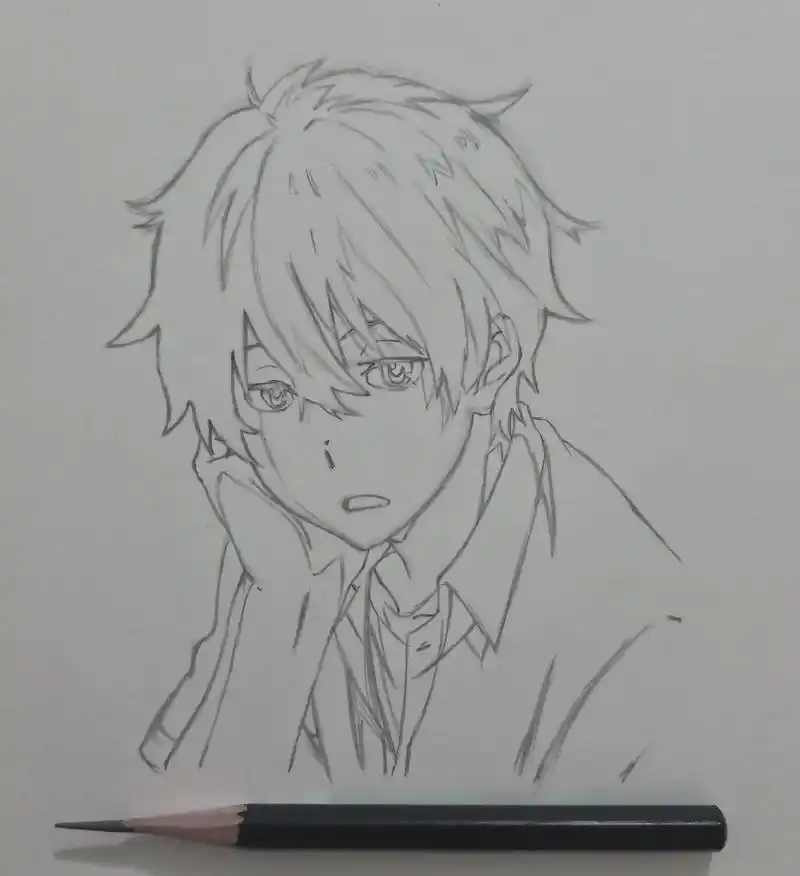 临摹 #手绘 #折木奉太郎 #康复运动 半年不画,真的不行 - 抖音