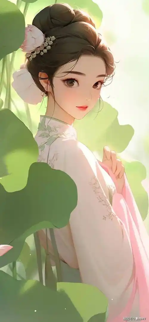 手绘古风美女手机壁纸图片_高级质感古风女生锁屏皮肤_动漫_ins_高清