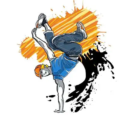 手机海报彩色卡通手绘街舞舞蹈男孩人物png元素插画素材舞蹈人物元素