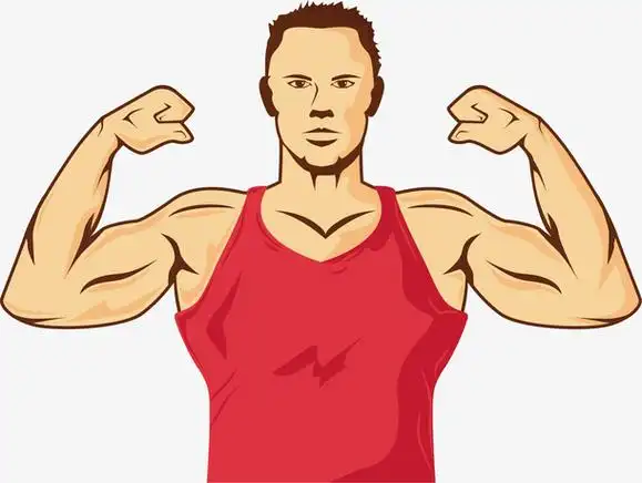 秀肌肉的强壮男人