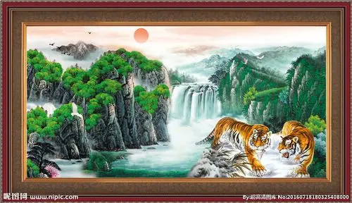 老虎山水设计图__psd分层素材_psd分层素材_设计图库_昵图网nipic.com