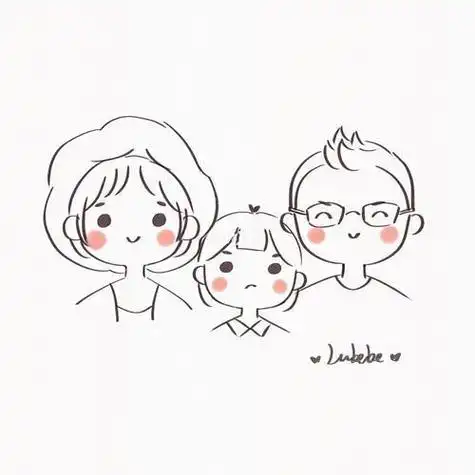 头像练习|一家三口 全家福|温馨插画|简笔画插画简笔画全家福我是