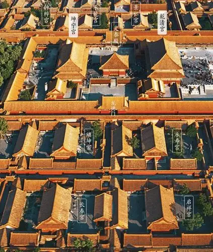 皇帝在紫禁城前朝办公,后宫睡觉.