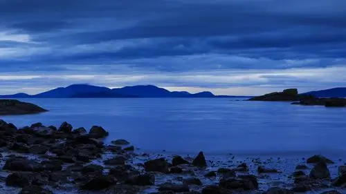 贝林厄姆,美国,岸,湖,山,云,黄昏,蓝色风格 壁纸