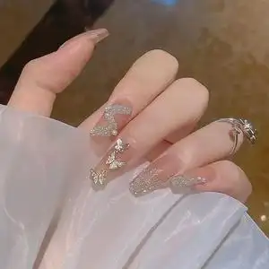 美甲贴片长款可拆卸指甲成品可穿戴反复女可摘可戴方头中假指甲