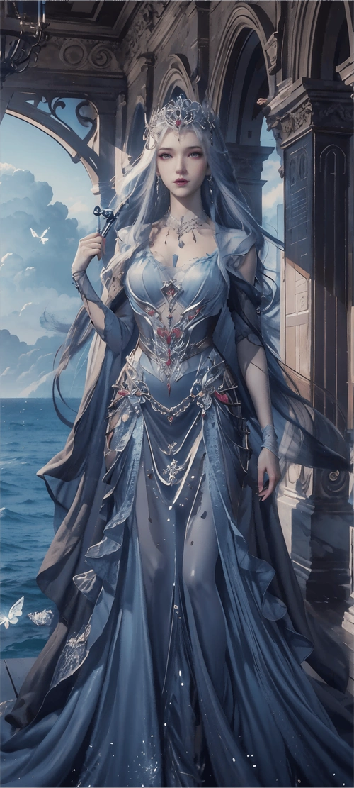 国漫女神三屏壁纸:波塞西的海边等待