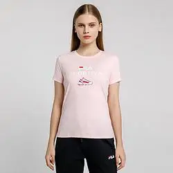 fila斐乐女装夏季运动t恤女ade纯棉时尚百搭舒适透气针织短袖t恤女