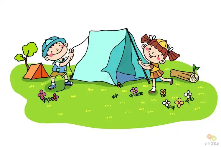 野营搭帐篷简笔画步骤图