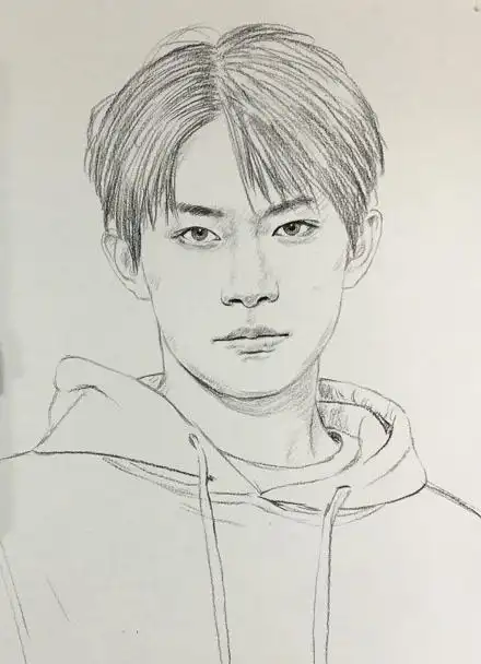 一幅易烊千玺素描