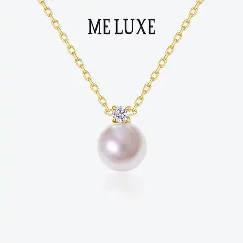 日本akoya海水珍珠项链女经典戴妃款18k金钻石吊坠锁骨链王妃套链