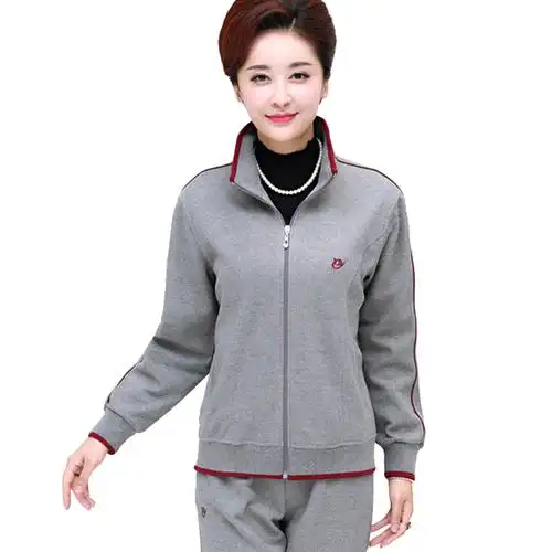 中老年女装春秋休闲运动服套装纯棉40岁50妈妈装卫衣宽松两件套60