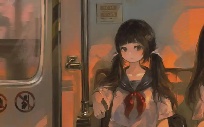 【竖屏壁纸】地铁里坐了个人