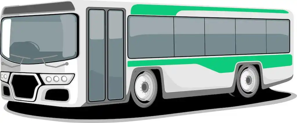 侧视图的公共交通巴士的橙色和白色的颜色