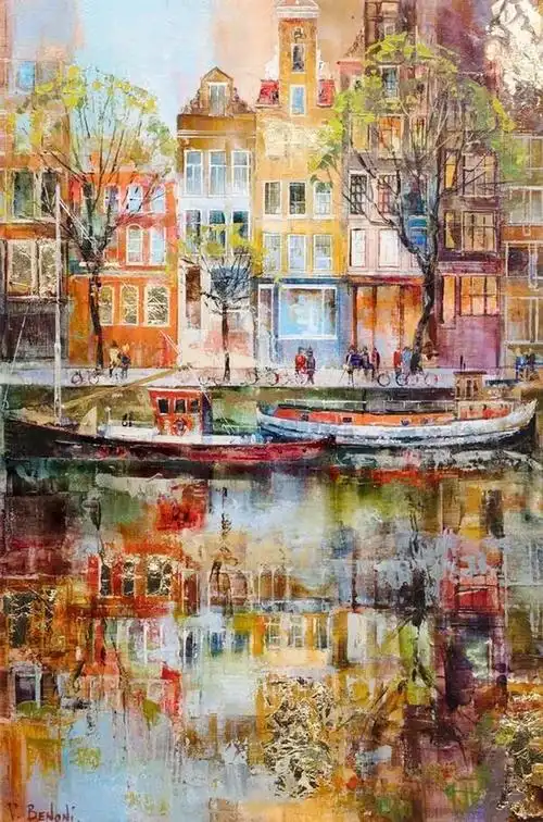 她画的建筑风景色彩太迷人了