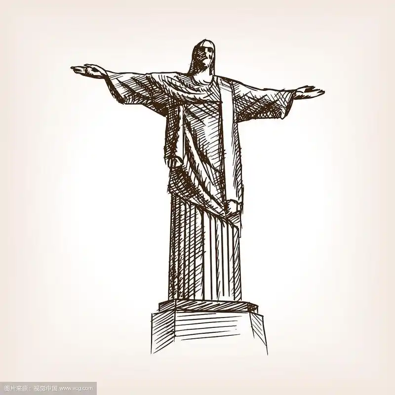 基督雕像手绘素描风格