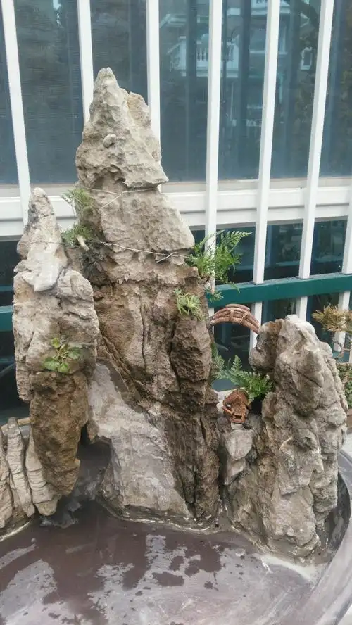 在假山背面,安装了两