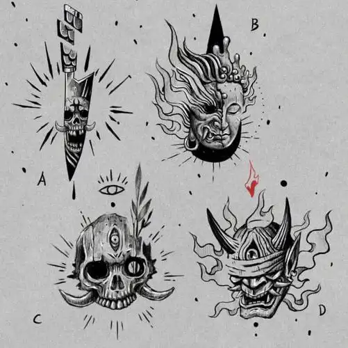 暗黑纹身小图纹身手稿广州纹身