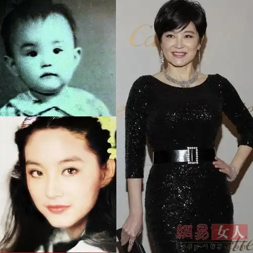 女神小时候呆呆萌萌的,惹人喜爱.