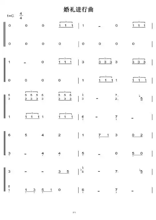 婚礼进行曲 初学者c调简易版 钢琴双手简谱 钢琴简谱 钢琴谱