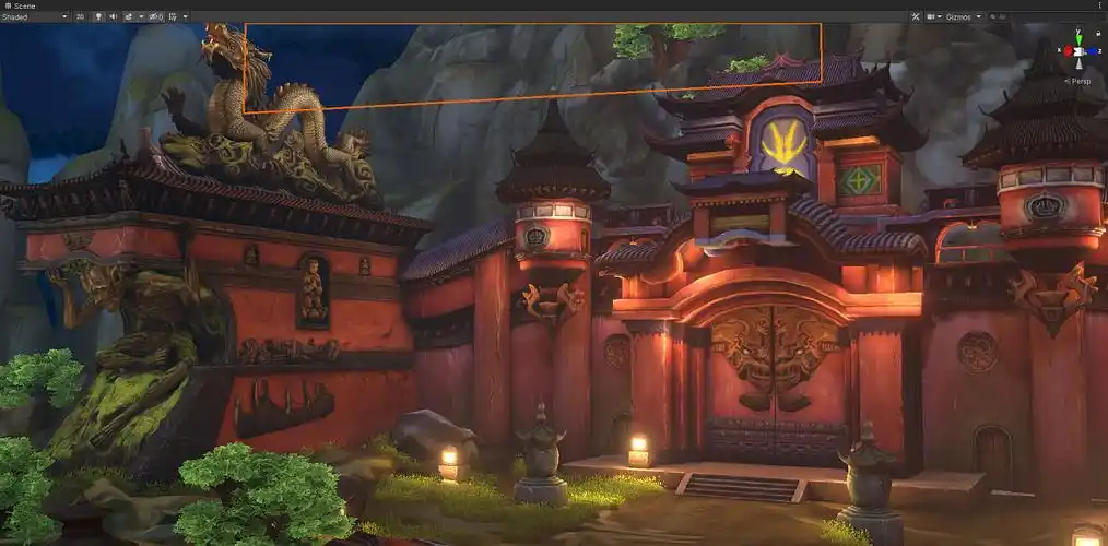 古建筑unity实时游戏场景urp管线偏卡通已烘焙,非静帧