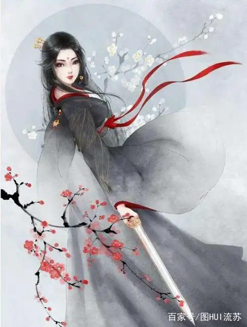 古风女子手绘 白衣倾城,粉衣清纯,黑衣女子更显霸气