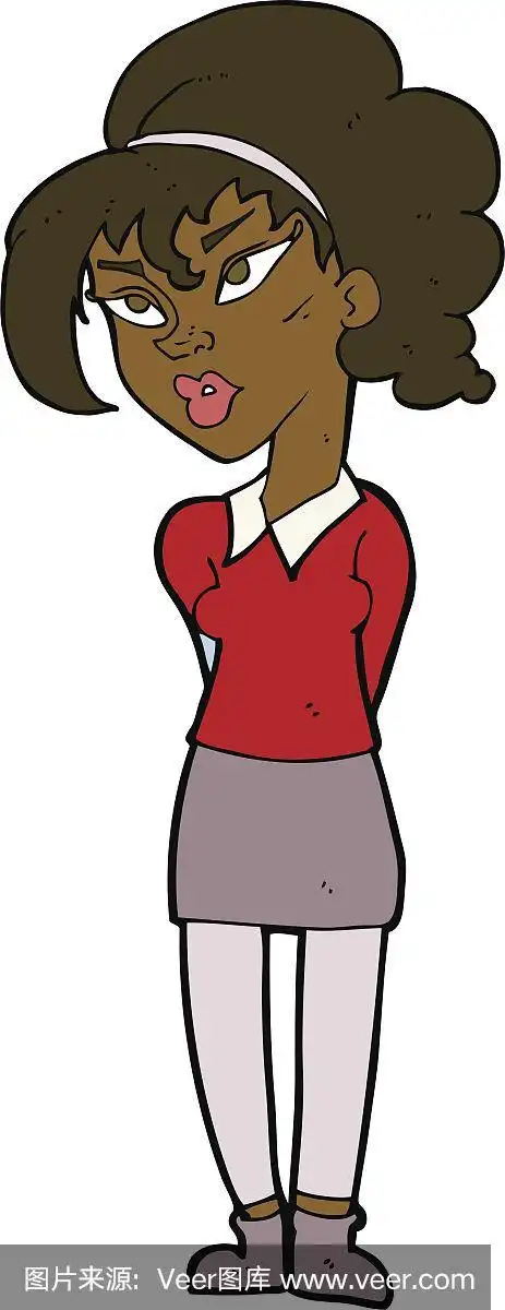 卡通美女歪着头