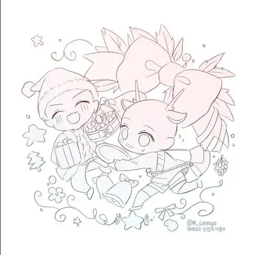 q版双人互动姿势参考模板,超级.