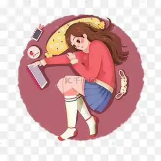 追剧少女躺着看视频枕头短裙卫衣长发png格式