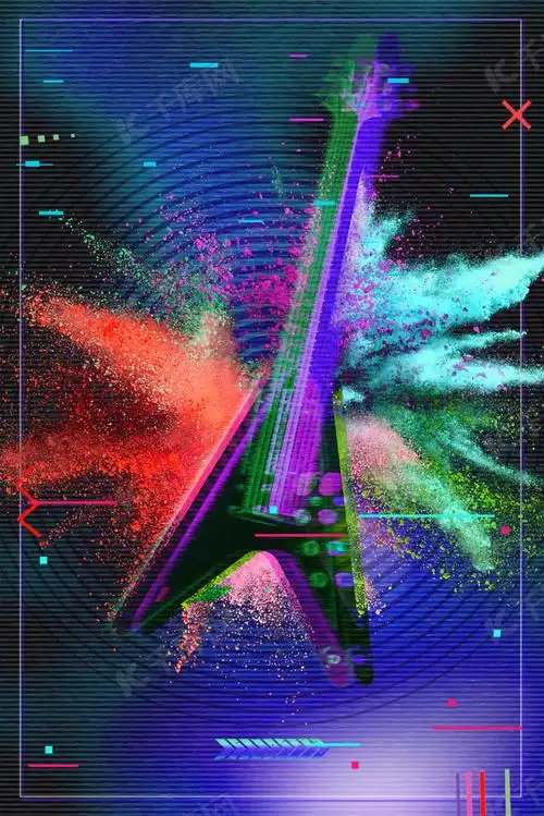 抖音故障风音乐海报背景图片免费下载-千库网