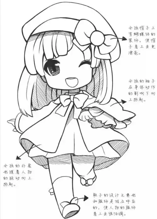 上色素材q版小美女黑白线稿一大波