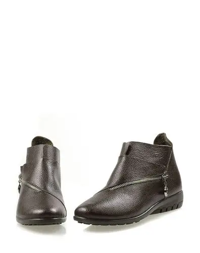 女款暗棕色简约休闲低跟深口单鞋胡桃棕(暗棕)