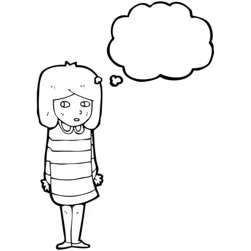 担心的女孩,向量,在白色背景上的卡通担心女孩