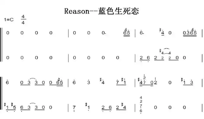 蓝色生死恋 reason c大调 初学者 简易好听版 钢琴双手简谱 钢琴谱