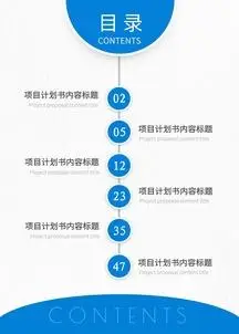 蓝色几何简约质感底纹项目计划书目录页