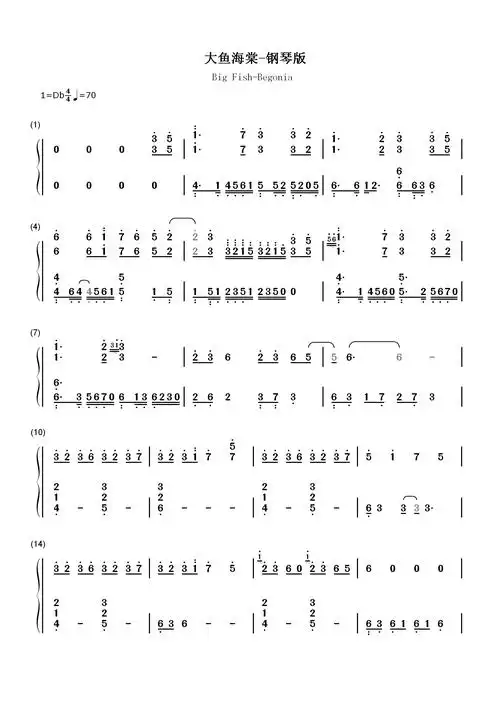 跪求大鱼海棠双手简谱(钢琴曲简谱)要全部哦……谢谢了05 以下是