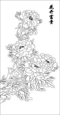 花开富贵牡丹花雕刻图案