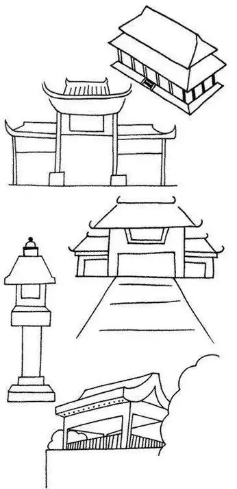 中国古代建筑怎么画简笔画图解