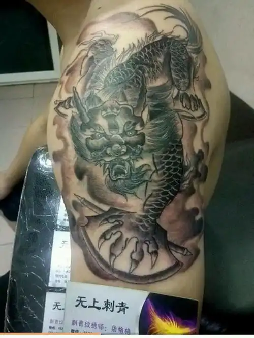 遮盖作品麒麟_纹身图案手稿图片_柒格格的纹身作品集