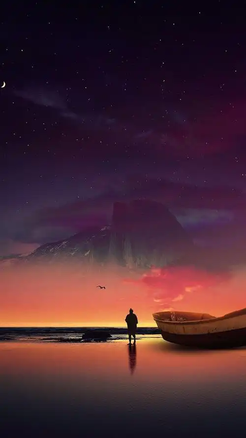 一个人的海边背影