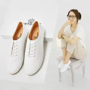 鸡蛋花树韩版复古小白鞋真皮平底女鞋圆头平跟单鞋女鞋百搭牛津鞋