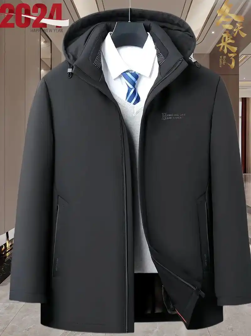 冬装中年可脱卸男士外套加绒加厚.