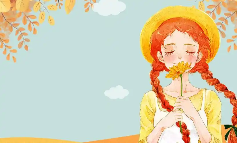 秋天文艺黄树叶卡通手绘蓝色背景免抠素材