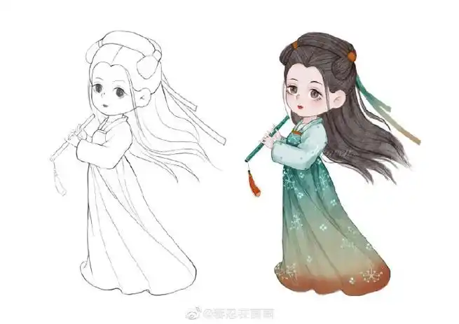 汉服##古风插画