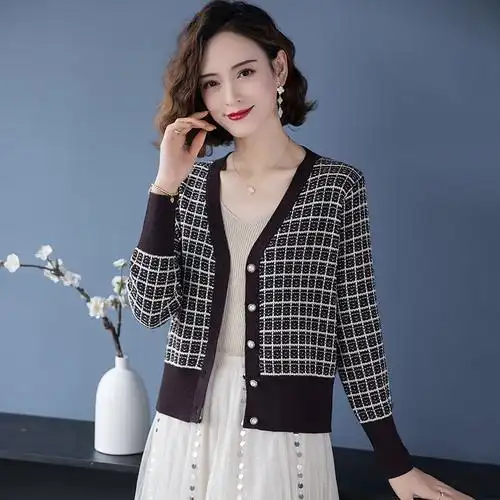 针织开衫女士短款高腰披肩小款外搭春秋秋装毛针织衫