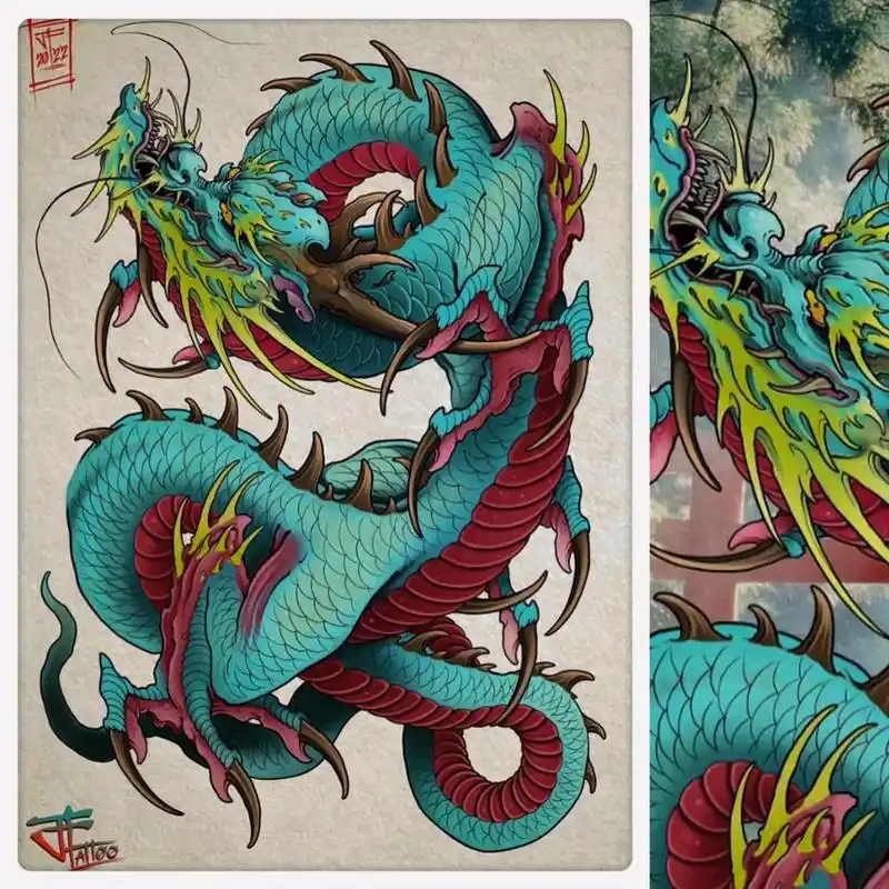 《龙》#纹身 #纹身刺青手稿 #传统刺青 #日式老传统