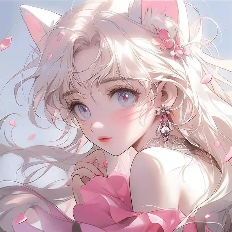 女生动漫头像系列41|花丛中的猫耳少女93 有点像喜欢花花的貌美猫妖