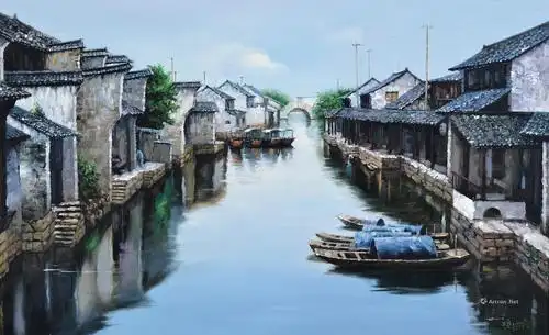 1014 2013年作 西塘古镇 布面 油画